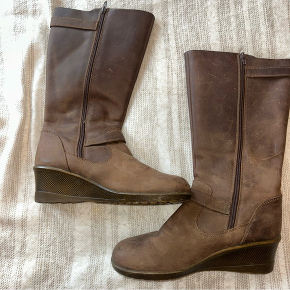 Keen Dark‎ Brown Wedge Boots zip - Picture 2 of 9